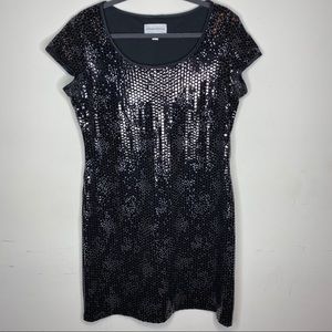 Ronnie Nicole Sequin Black Dress Sz 14